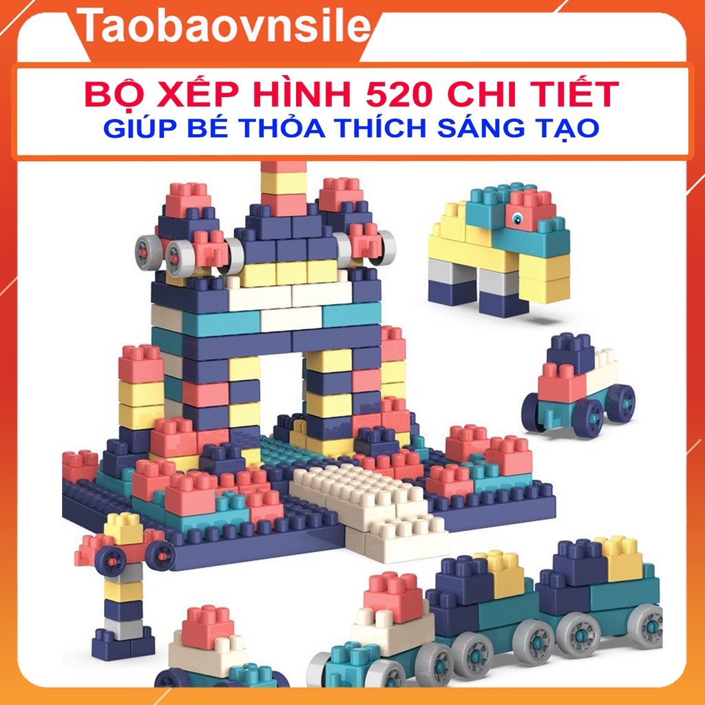 Bộ lego xếp hình 520 chi tiết  - Đồ chơi phát triển tư duy - lắp ráp cho bé