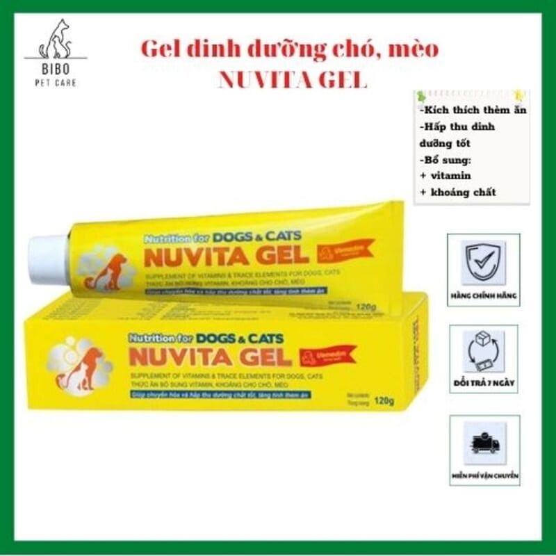 Thức ăn bổ sung vitamin khoáng Nuvita Gel 120g giúp hấp thu dinh dưỡng tốt kích thích thèm ăn cho chó mèo
