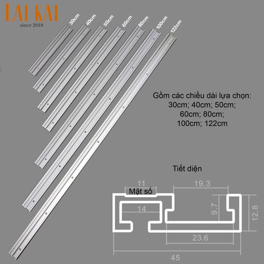 Ray trượt nhôm có vạch số 60cm