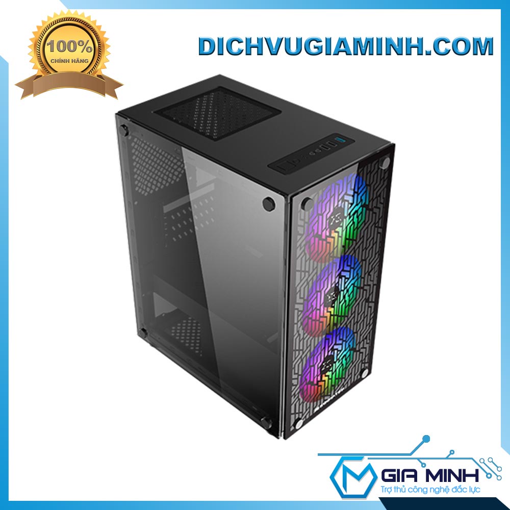 Vỏ Case Thùng Máy Tính Xigmatek NYX 2 Mặt Kính Cường Lực Quạt Rainbow RGB - Hỗ trợ Mainboard Micro ATX