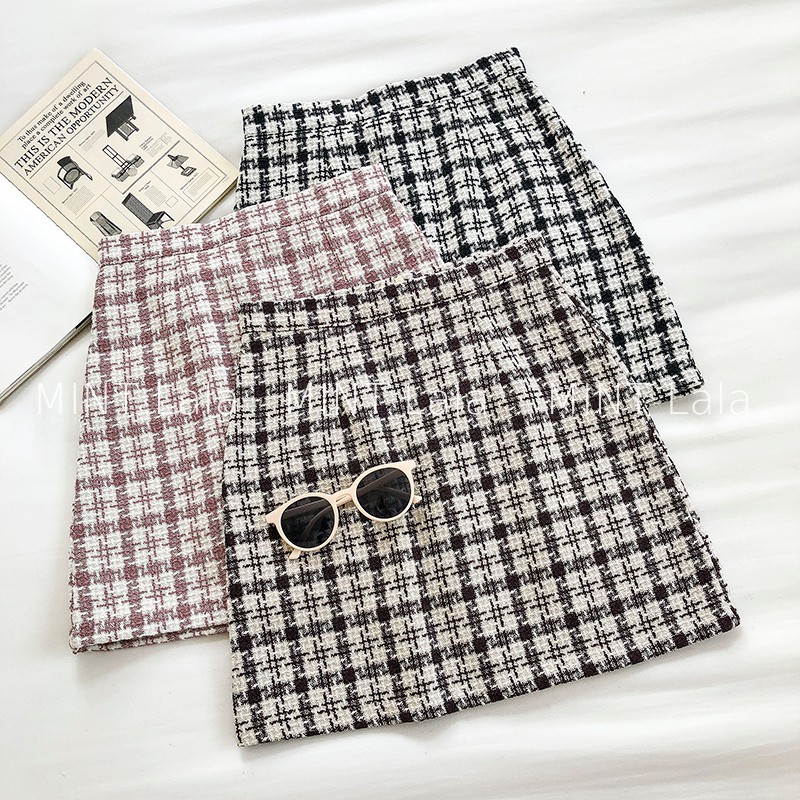 Chân Váy Dạ Hàn Quốc Mùa Đông Vải Kẻ Có Lót Quần | BigBuy360 - bigbuy360.vn