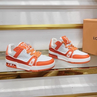 Giày thể thao nữ sneaker đế độn pha màu cam trắng fullbox
