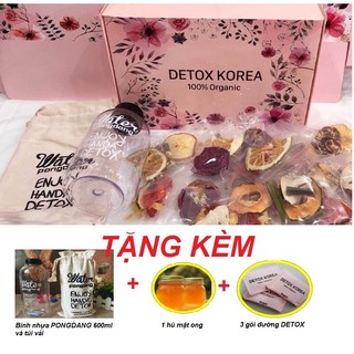 Trà hoa quả sấy khô DETOX KOREA - TẶNG KÈM Bình nhựa PONGDANG 600ml- Mật ong- 3 gói đường