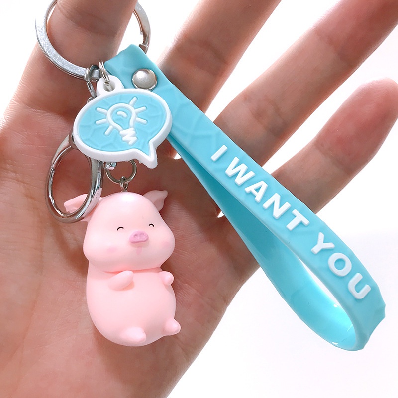 Hoạt Hình Móc Khóa Nhựa Hình Chú Heo Mặc Áo Mưa Dễ Thương