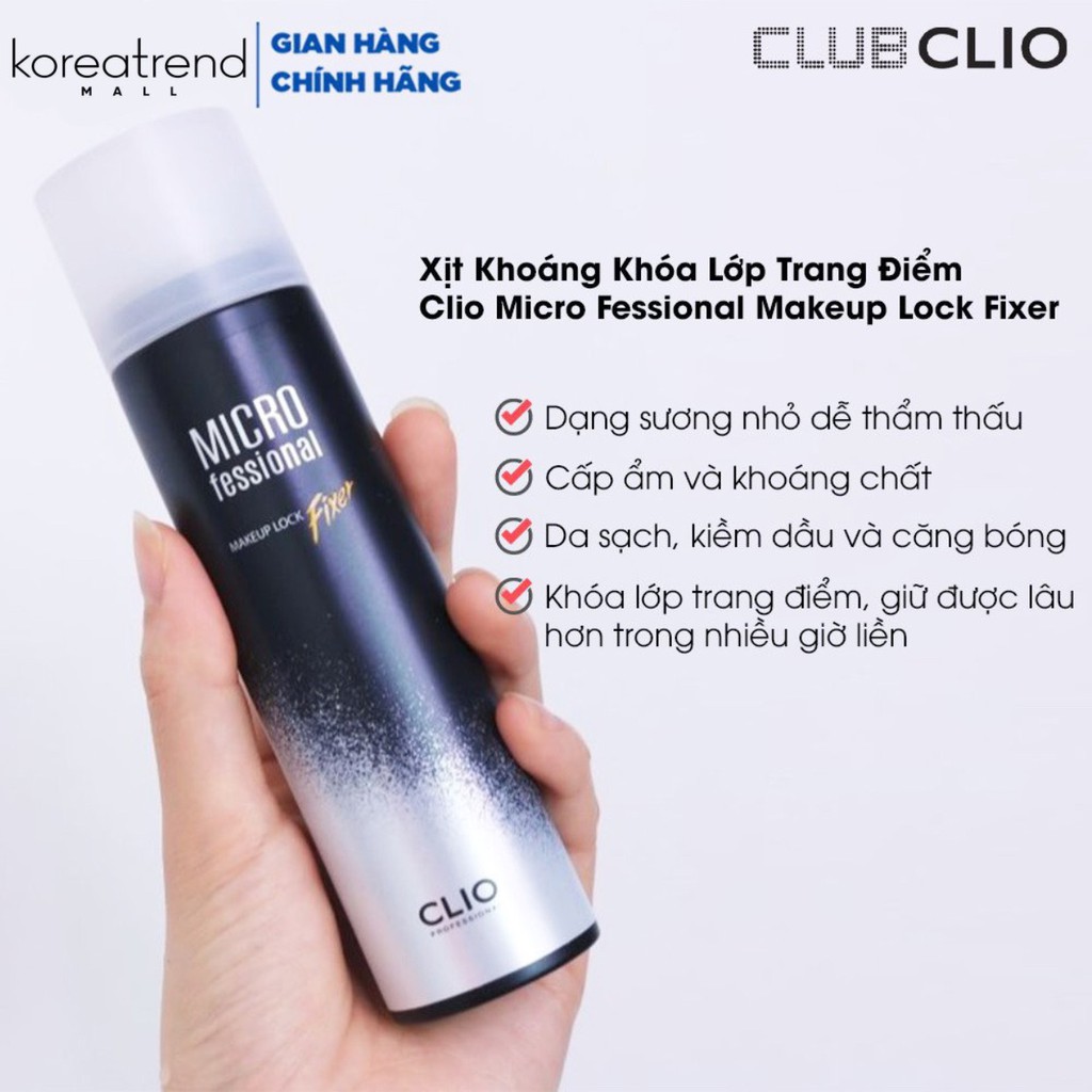 XỊT KHOÁNG KHOÁ MAKE UP CLIO Micro Fessional Makeup Lock Fixer 100ml | BigBuy360 - bigbuy360.vn