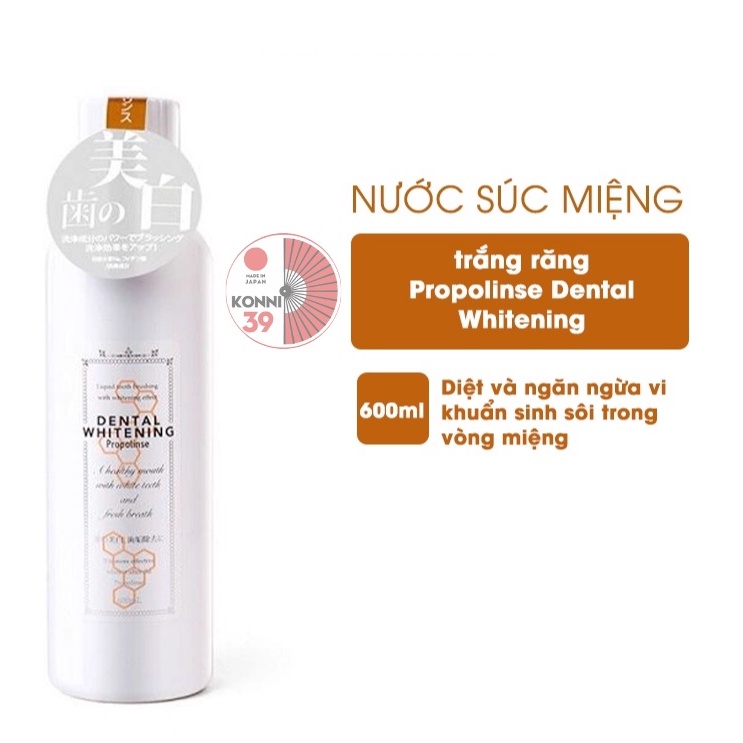 Nước súc miệng Propolinse màu trắng 600ml Nhật Bản, nước xúc miệng trắng răng Nhật Bản - Konni39