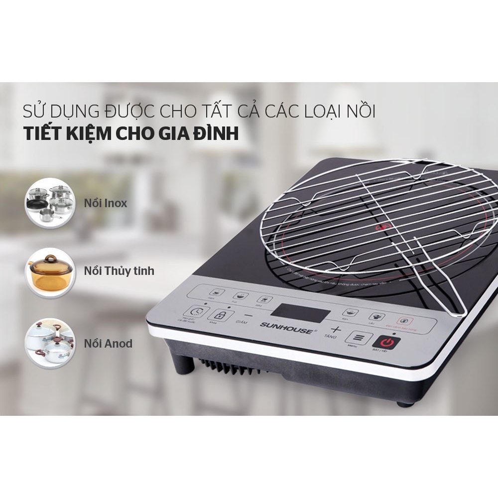 Bếp hồng ngoại SUNHOUSE SHD6005 công suất 2000W mặt kính cường lực chịu nhiệt, màn hình cảm ứng