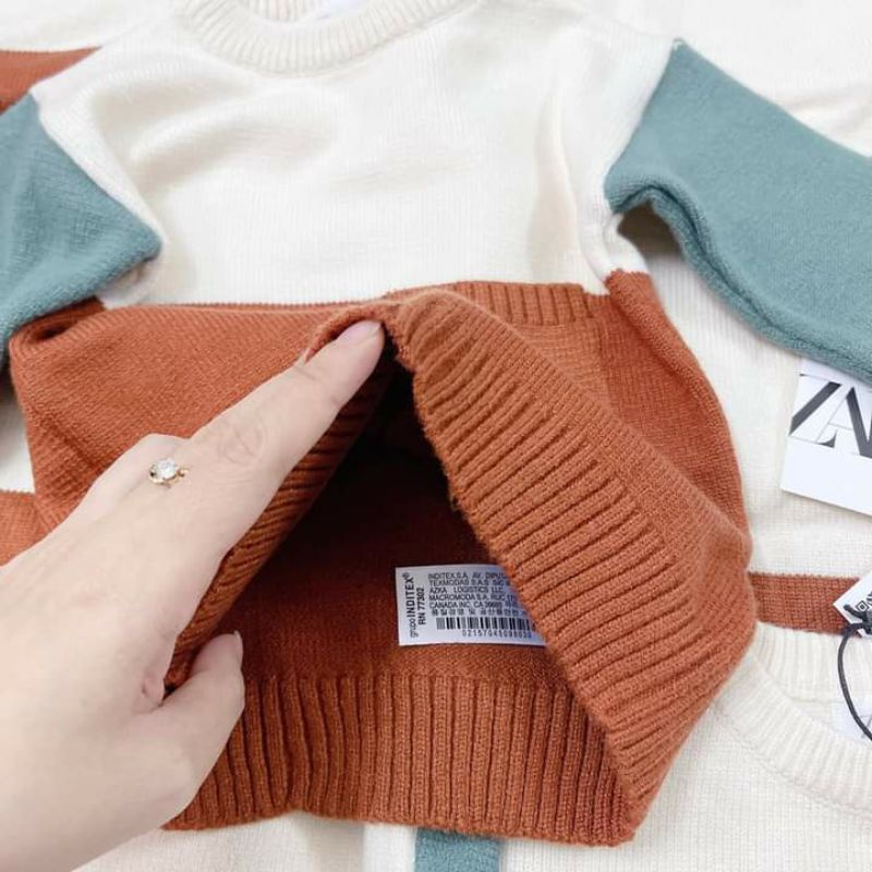 Áo len Zara tay phối ragla colour cho bé 1-5y