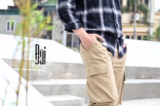 LINEN CARGO PANTS FOR MEN - Màu Be
