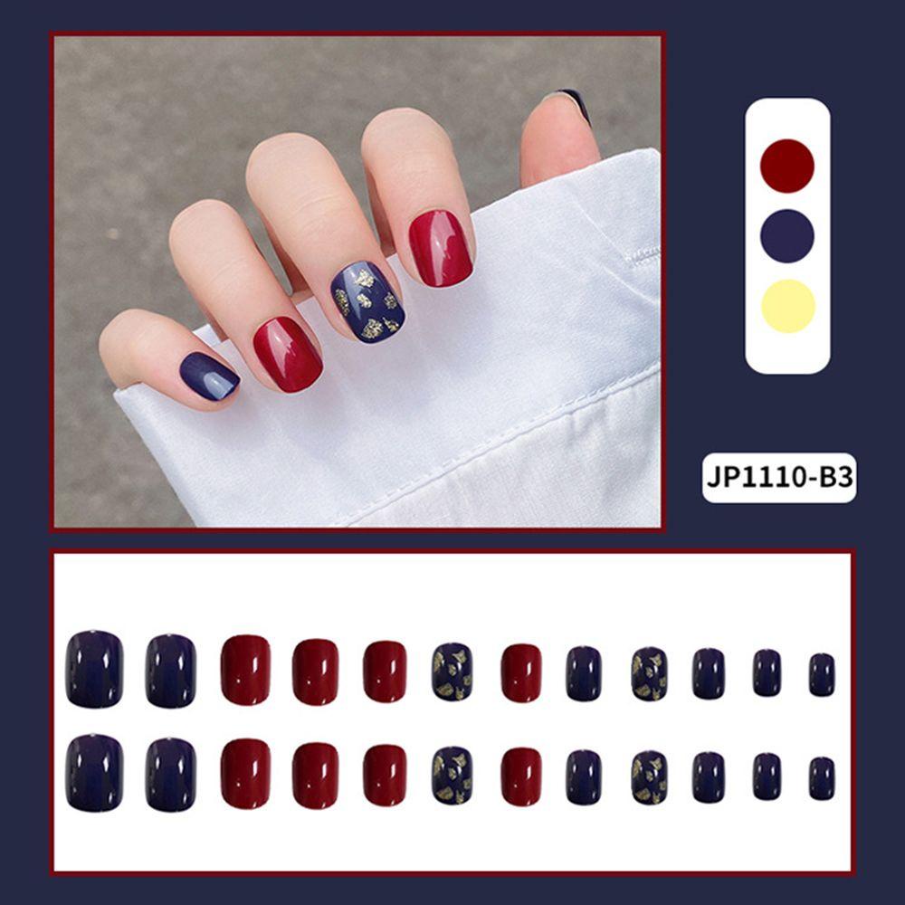 QQMALL Toàn Bộ Bộ Móng Tay Giả Họa Tiết Trái Tim Thời Trang Cho Nữ