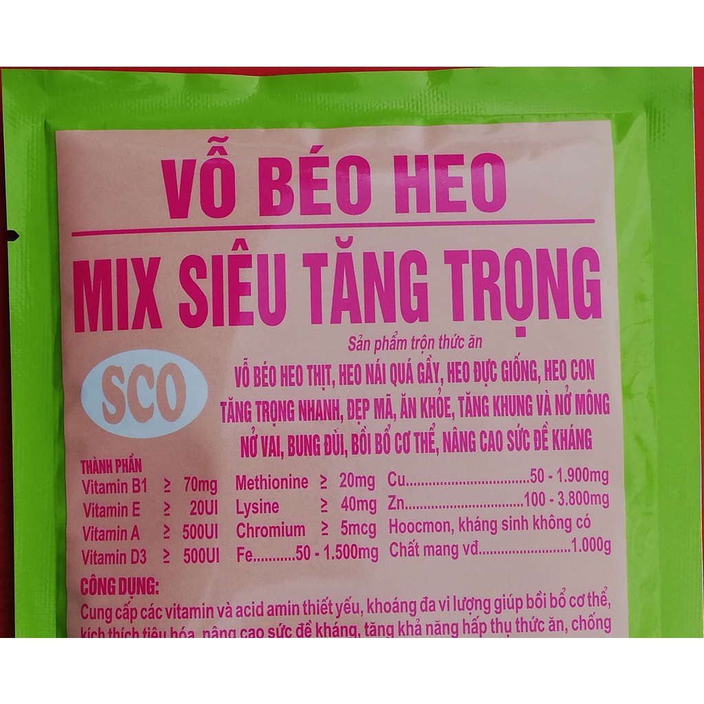 100g VỖ BÉO HEO MIX SIÊU TĂNG TRỌNG Vỗ béo heo thịt, heo nái quá gầy, heo đực giống, heo con, tăng trọng nhanh