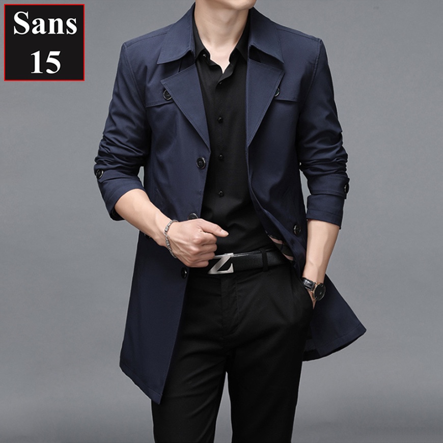 Áo khoác blazer nam kaki Sans15 măng tô hàn quốc mangto dáng vừa big size to cỡ lớn 2xl 3xl 4xl xxl xxxl 80kg 90kg
