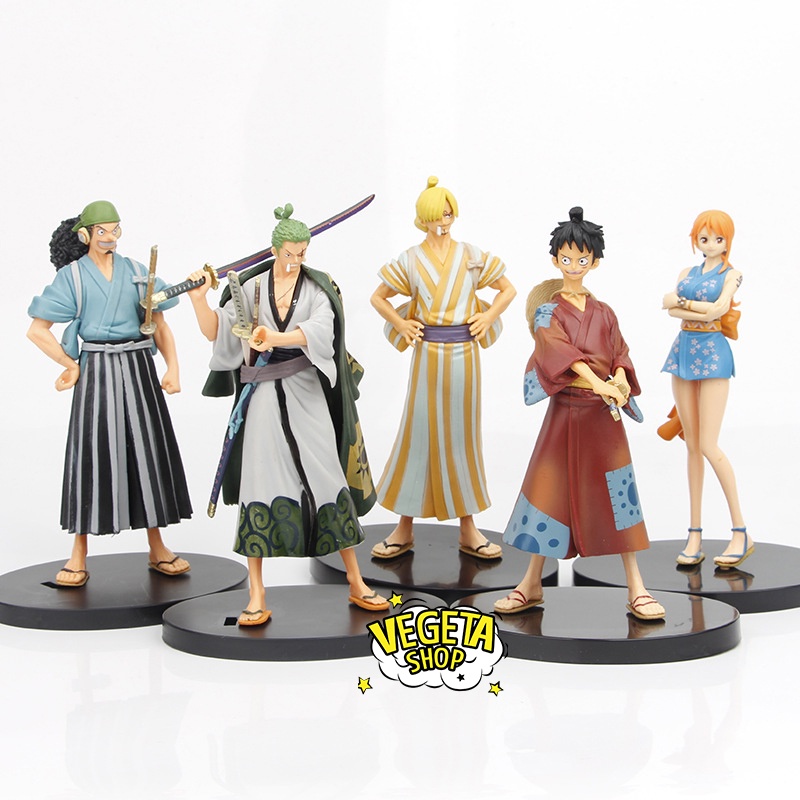 Mô hình One Piece - Wano Quốc - Mô hình băng hải tặc mũ rơm Luffy Nami Sanji Zoro Usopp - Cao 18cm