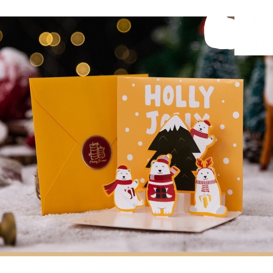 Thiệp giáng sinh 3D hình ông già Noel dễ thương