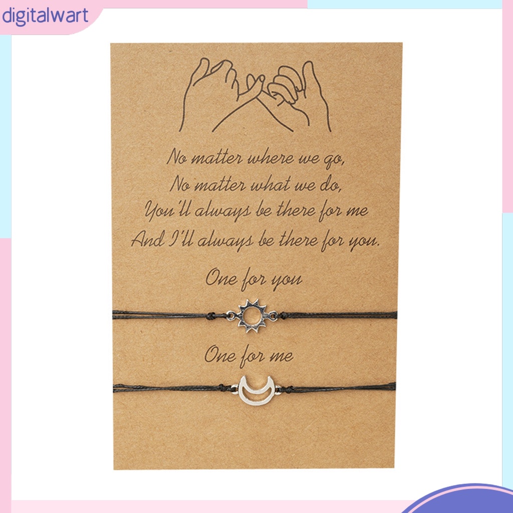 Set 2 vòng tay tình bạn mặt trăng và mặt trời có thể điều chỉnh được