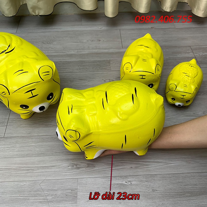Ống heo đất tiết kiệm đẹp 2024, con lợn tiết kiệm size lỡ dài 23cm, đại dài 28cm hình chó, mèo, cộp, gấu, kitty, doremon
