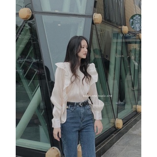 Áo sơ mi lụa cánh tiên, sơ mi lụa tay bồng Bazic one