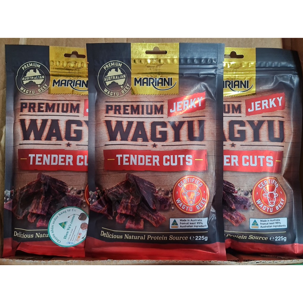 Thịt bò khô Úc - MARIANI - premium WAGYU - tender cuts - jerky beef - gói 225g