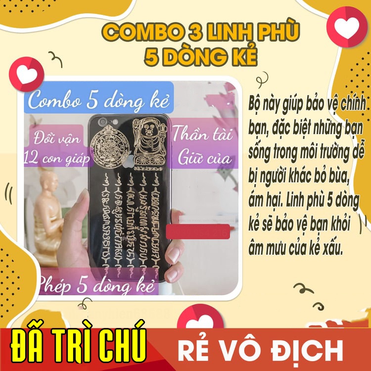 Combo 3 linh phù 5 DÒNG KẺ_GIỮ CỦA_ĐỔI VẬN, đem lại may mắn, bình an, miếng dán điện thoại đẹp
