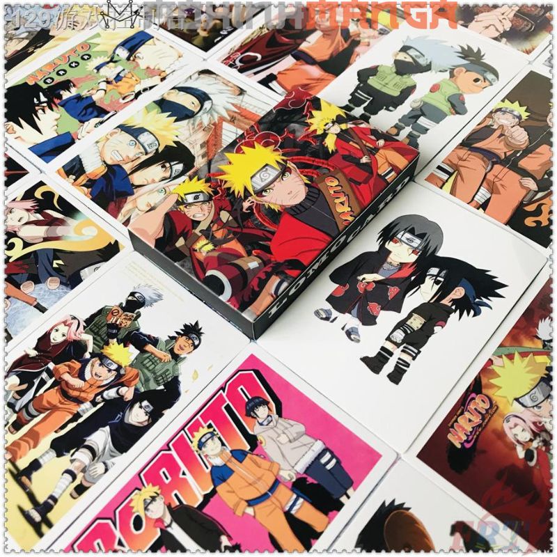 Lomo card hộp 30 thẻ truyện Naruto poster card Sasuke Kakashi Itachi Rock Lee Hokage Akatsuki