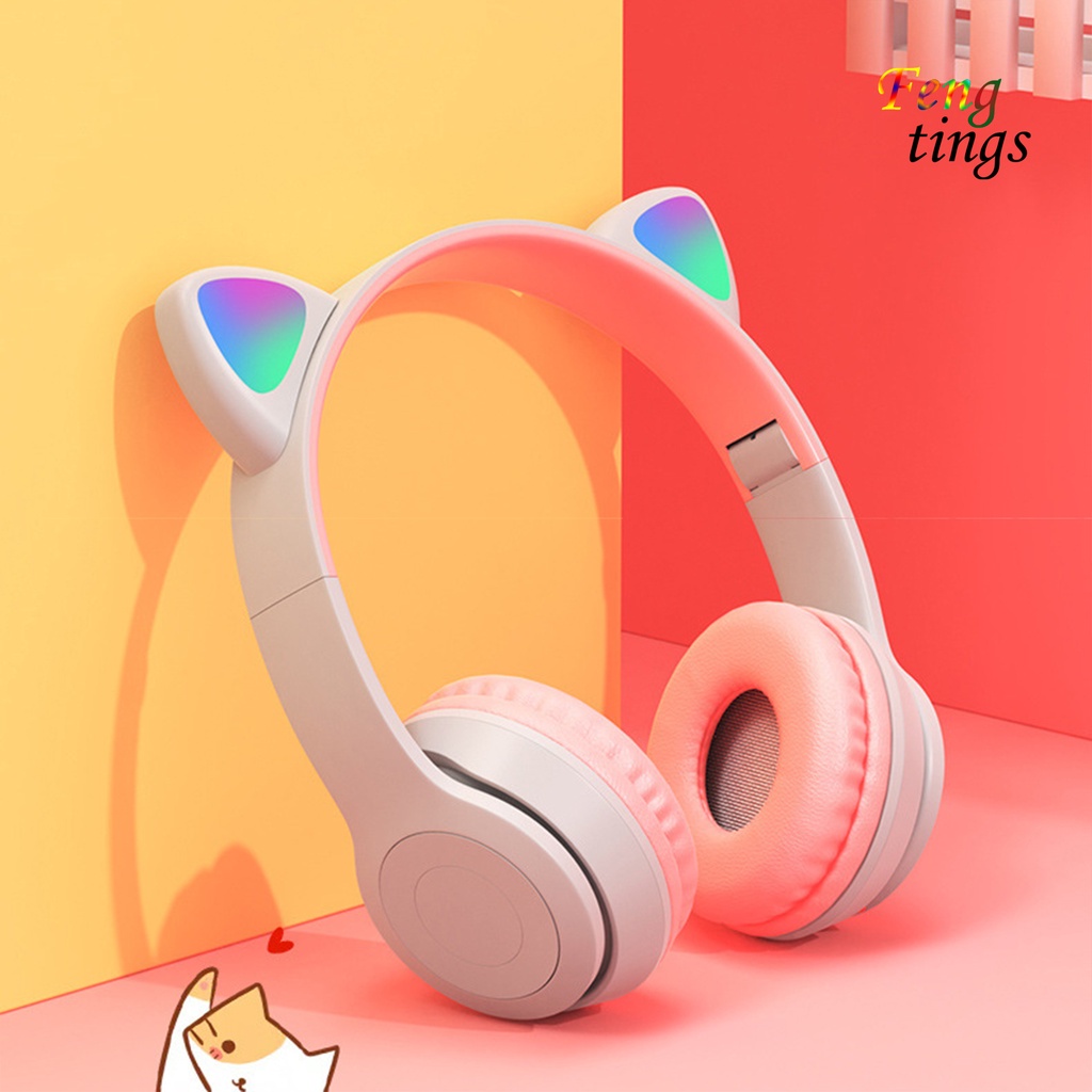Tai Nghe Bluetooth 5.0 Không Dây Hình Tai Mèo Phát Sáng P47