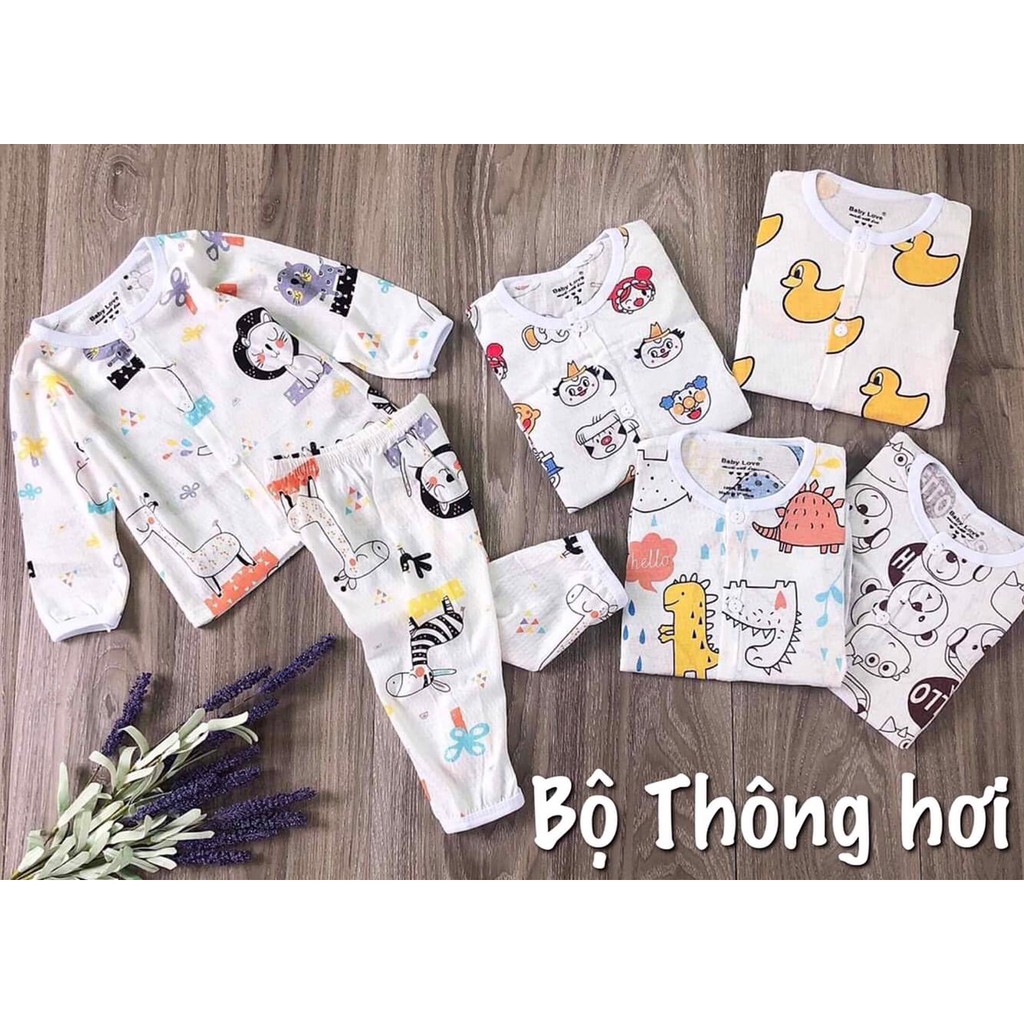 Bộ thông hơi dài tay cài khuy giữa cho bé trai và bé gái
