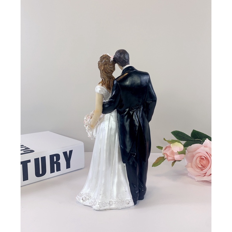 Cặp Búp Bê Cô Dâu Chú Rể Bằng Nhựa resin Phong Cách Châu Âu Trang Trí Bánh Cưới