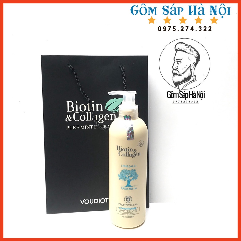 (Tặng Lô Uốn Tóc) Cặp Dầu Gội,Xả BIOTIN COLLAGEN (TRẮNG) PHỤC HỒI CHỐNG RỤNG TÓC Kích Mọc Tóc, Phục Hồi Tóc Khô Xơ 500ml
