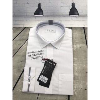 (Owen sale) Áo sơ mi Owen trắng trơn dài tay AS90017D.