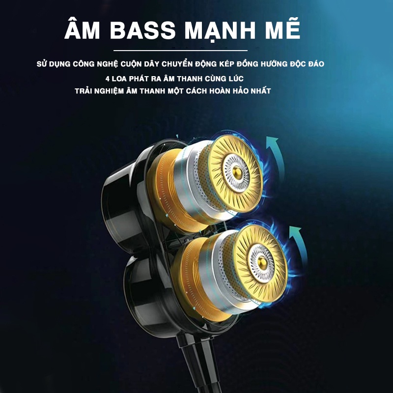 Tai nghe có dây có jack cắm 3.5mm bass loa kép âm thanh tuyệt vời thiết kế nhỏ gọn tinh tế - R16