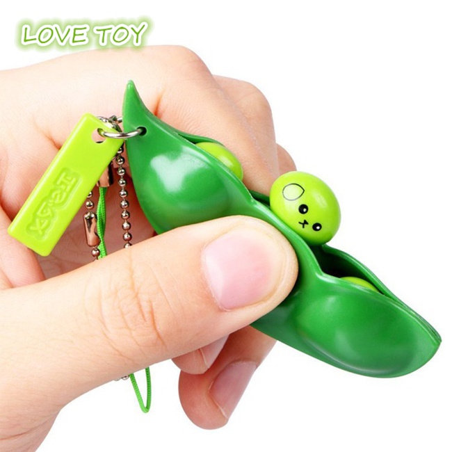 Móc Khóa Hạt Đậu Hà Lan Màu Xanh Lá Dễ Thương Giúp Giảm Căng Thẳng