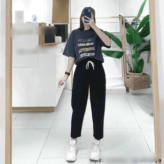 Quần lưng thun baggy 9 tấc co giãn kaki mềm