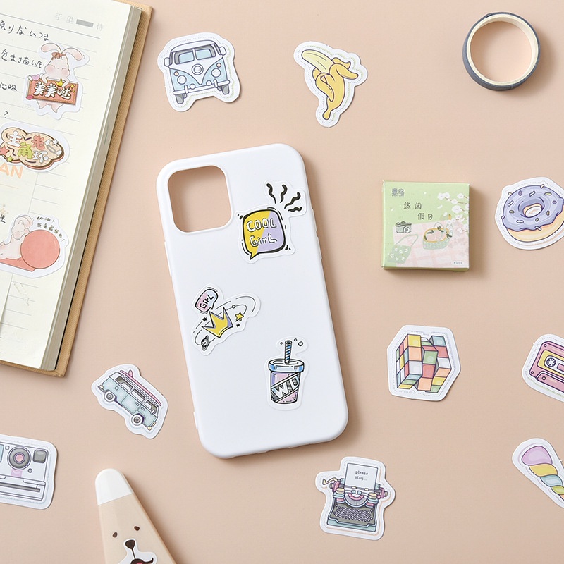 Hộp 45 sticker, 45 miếng dán hình máy ảnh trang trí sổ tay Bullet Journal