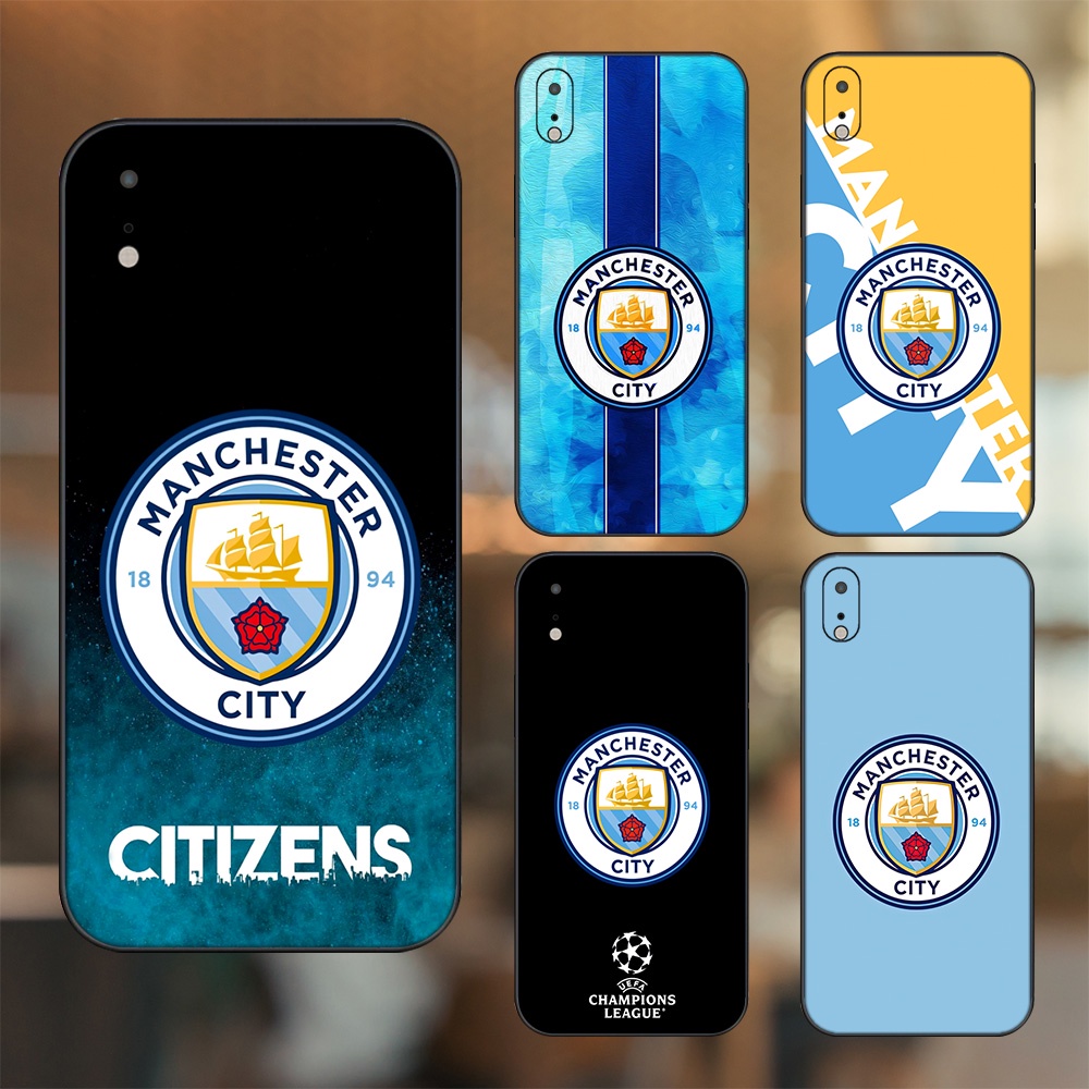 Ốp lưng iPhone Xr dẻo đen cạnh vuông in hình Manchester City MC