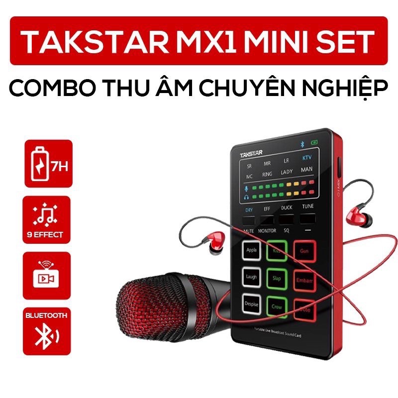 Combo hát Karaoke Takstar MX1 bản Mini đa chức năng, nhỏ gọn - Combo mic thu âm MX1 - Combo Livestream [ BẢO HÀNH 1 NĂM]