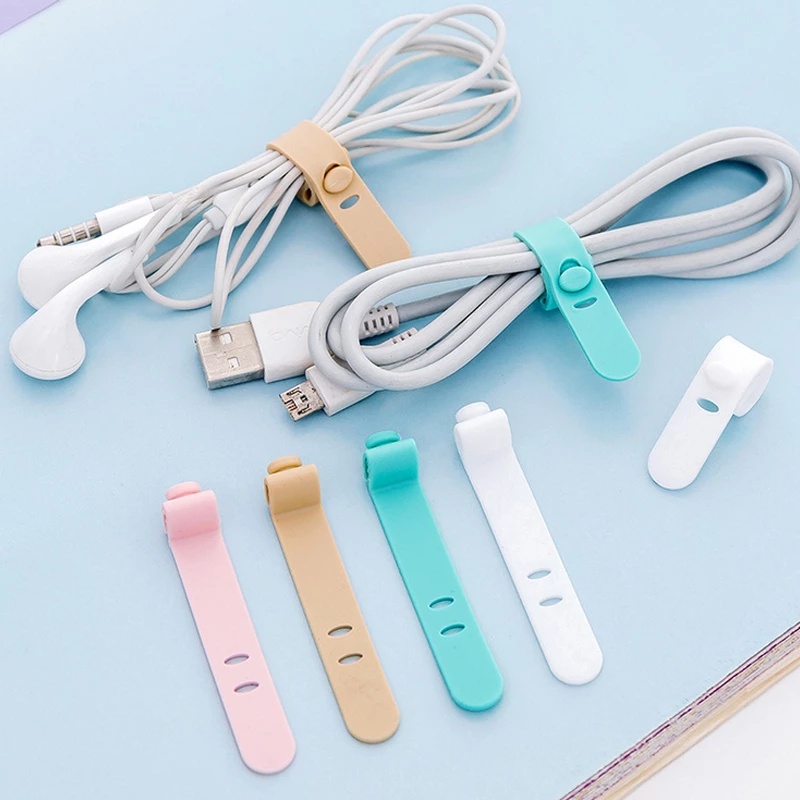 Dụng cụ silicon mềm màu trơn quấn giữ dây cáp tiện lợi