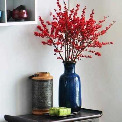 Bình gốm cắm hoa lục bình màu xanh sóng biển, lọ hoa nghệ thuật