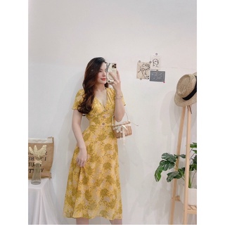 Đầm hoa 🌵Đầm suông hoa cổ V