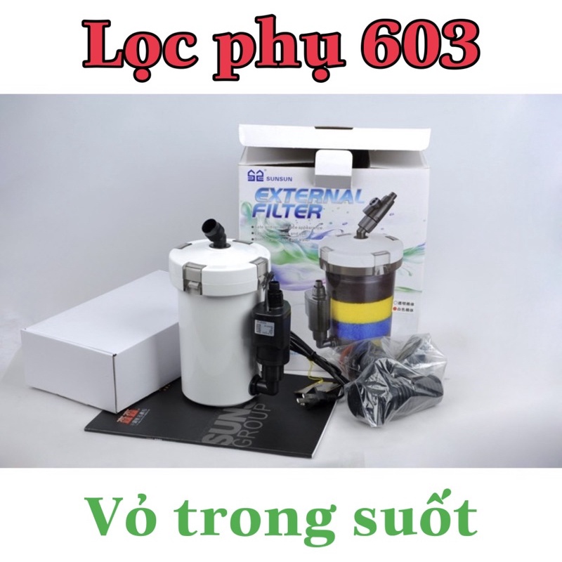 Lọc phụ Sunsun HW 603 vỏ trắng và EW 603 vỏ trong, đẩy đủ bông lọc