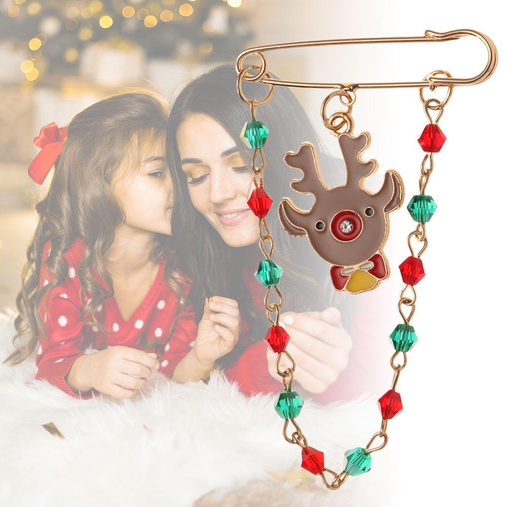Ghim Cài Áo Hình Giáng Sinh Đính Hạt Phối Tua Rua Thời Trang Cho Nam Và Nữ