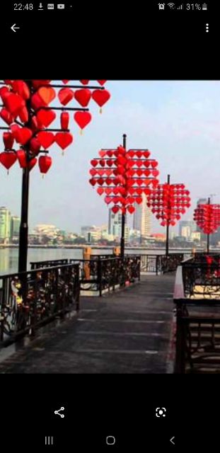 Đèn lồng trái tim trang trí Hội An 20cm CÓ sẵn