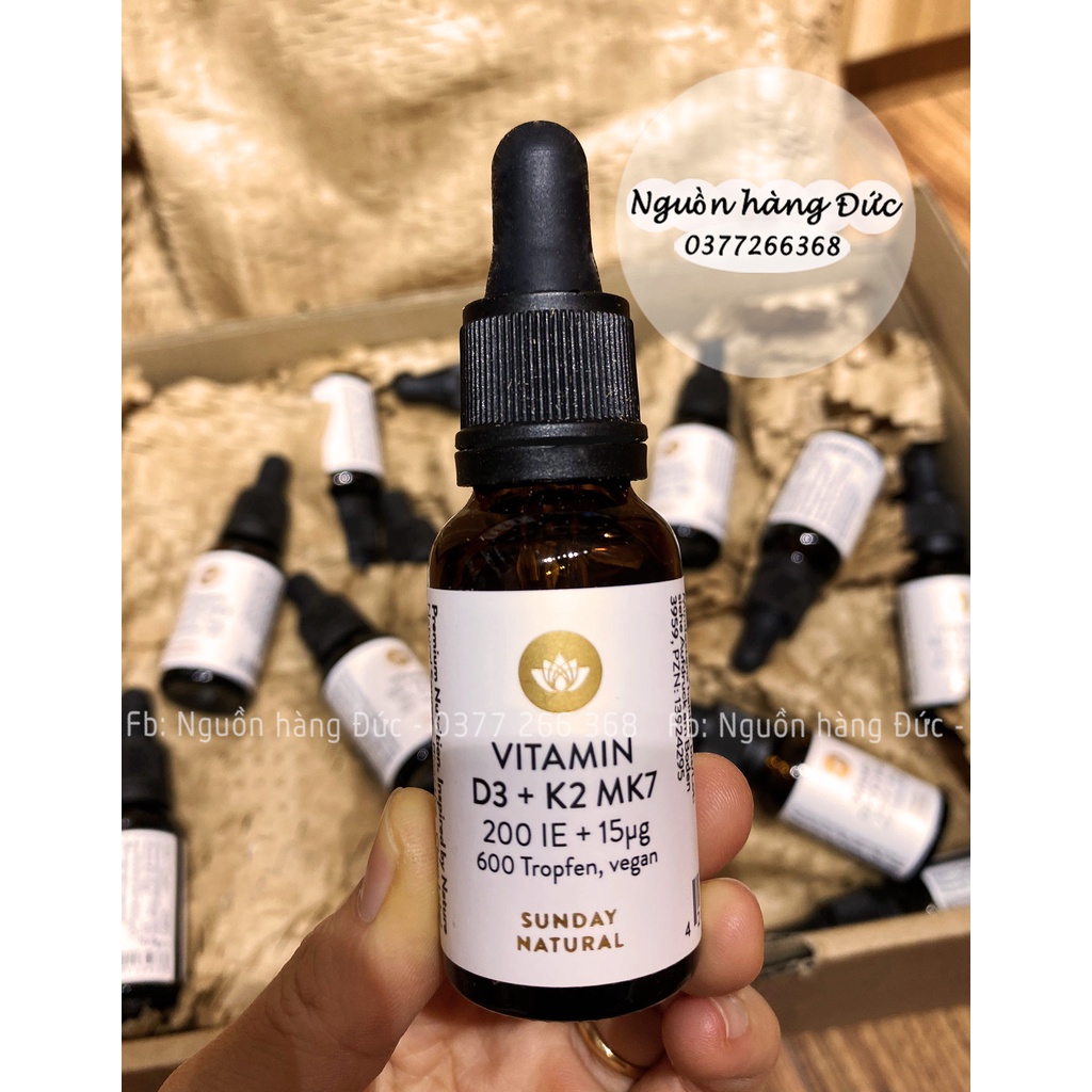 Vitamin D3 K2 MK7 Thuần chay  Sunday Natural Tăng Chiều Cao, Chống Còi Xương - Nguồn hàng Đức