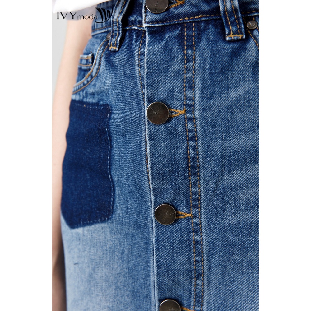 Chân váy bò phối túi giả IVY moda MS 32B8876