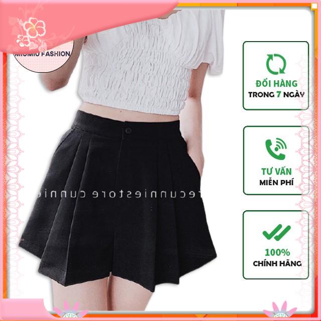 Quần sooc nữ ống rộng giả váy dáng xòe xếp ly, Quần short nữ ống rộng dáng xòe [quần đùi nữ mặc nhà]