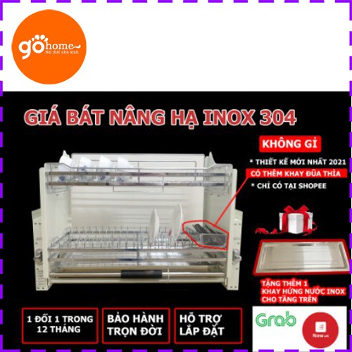 Giá Bát Nâng Hạ INOX 304 Mẫu Mới 2021, Chuyển Động Giảm Chấn Cao Cấp, Bảo Hành INOX VĨNH VIỂN, Động Cơ 5 Năm