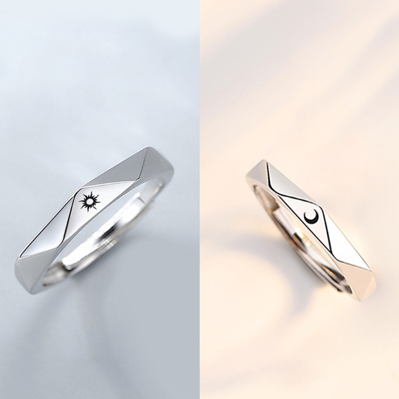 Set 1 Cặp Nhẫn Hở Mạ Bạc Có Thể Điều Chỉnh Kích Cỡ Dành Cho Cặp Đôi