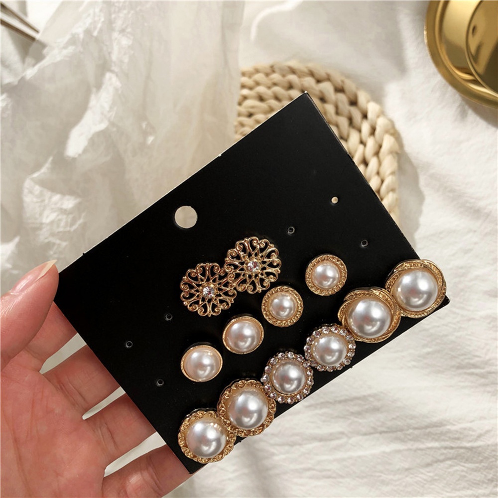Set 6 Đôi Khuyên Tai Đính Đá Và Ngọc Trai Thanh Lịch Cho Nữ