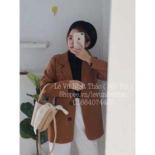 Blazer nâu 2 túi thiết kế .