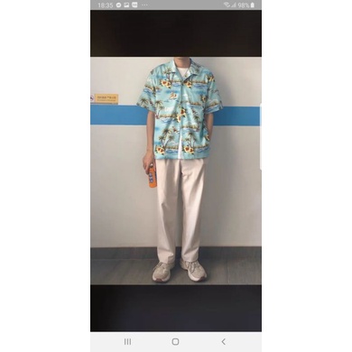 Áo Sơ Mi Tay Ngắn Unisex Cổ Bẻ Phong Cách Hàn Quốc Freesize
