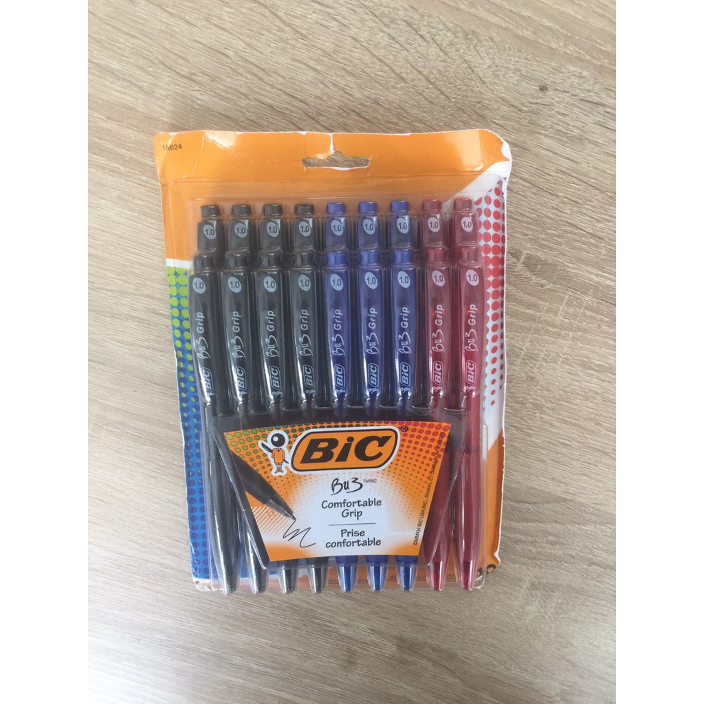 Bút BIC Bút bấm nhấn nút ra vào BU3 Grip Retractable Ball Pen, Cỡ ngòi 1.0 mm, 1 cây